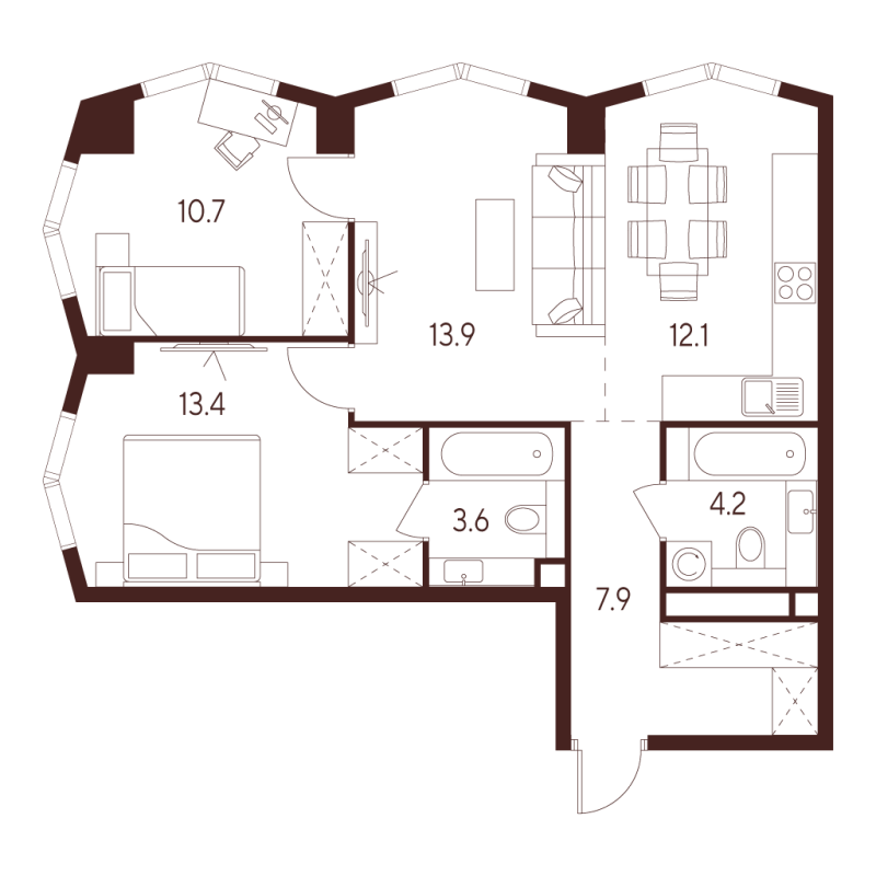 3 ккв (Евро) 65,8 м²