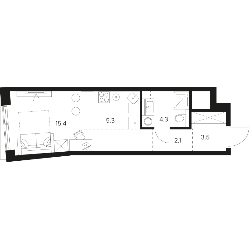 Студия 30,6 м²