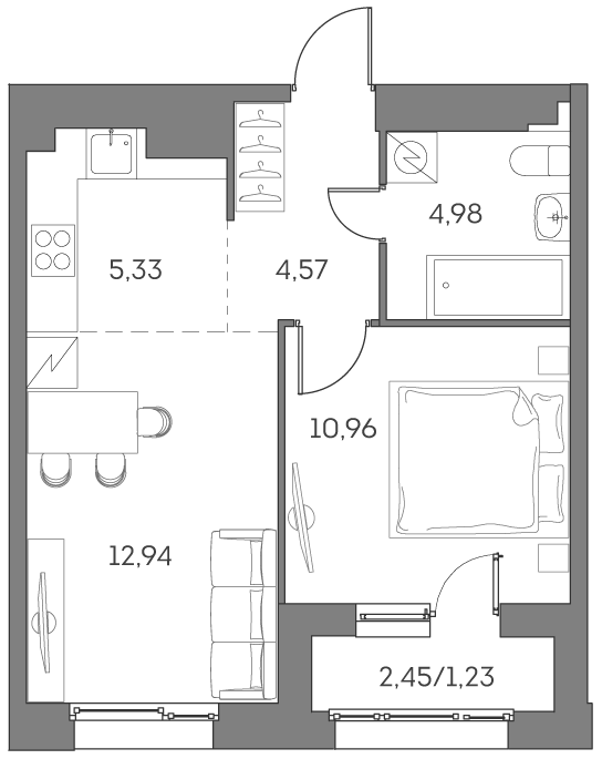 2 ккв (Евро) 40 м²
