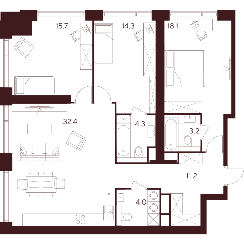 4 ккв (Евро) 103,2 м²