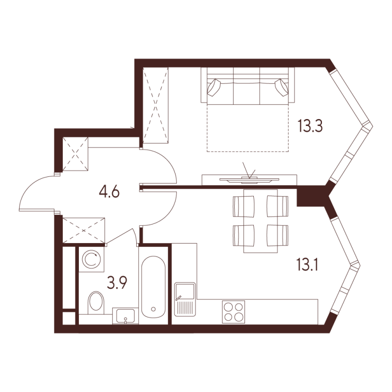 1 ккв 34,9 м²