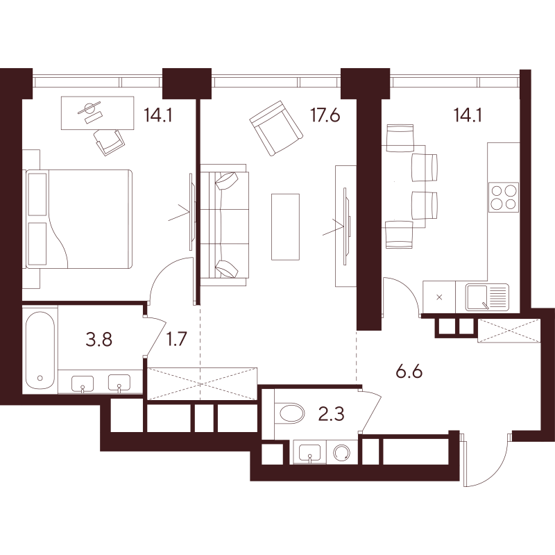 2 ккв 60,2 м²