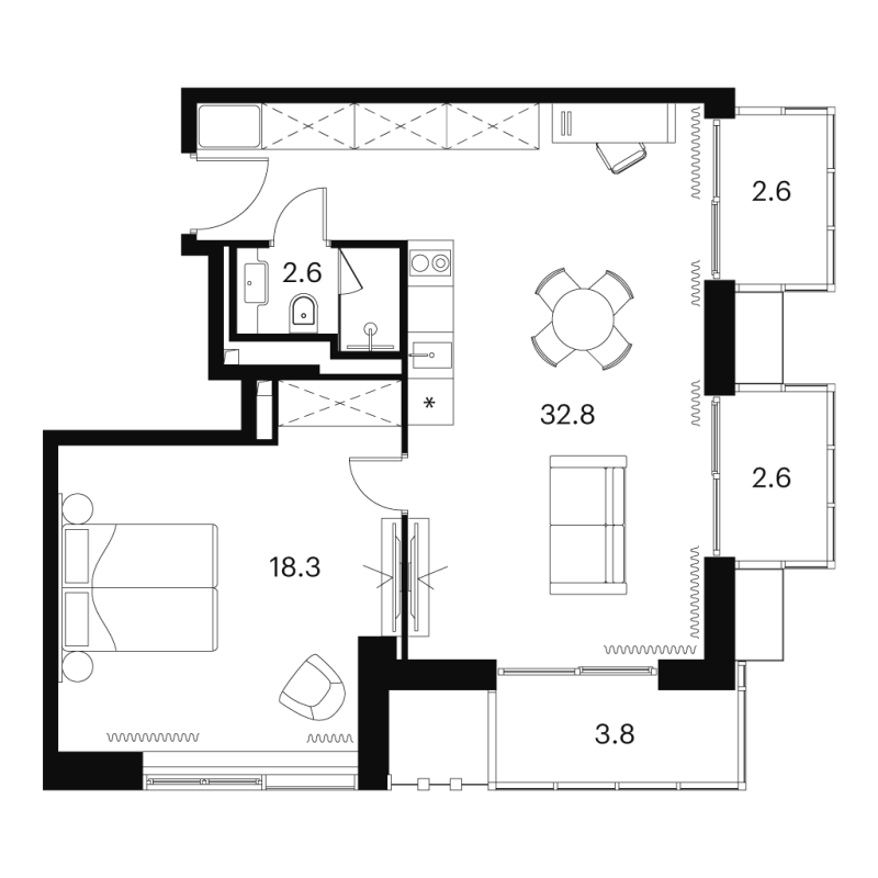 2 ккв (Евро) 62,7 м²