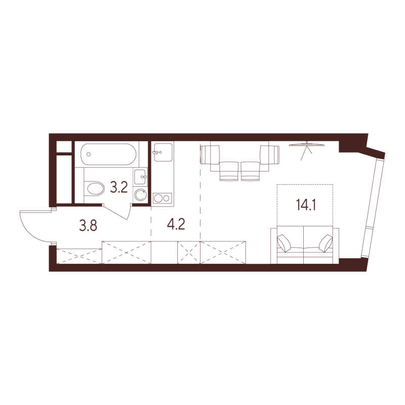 Студия 25,3 м²