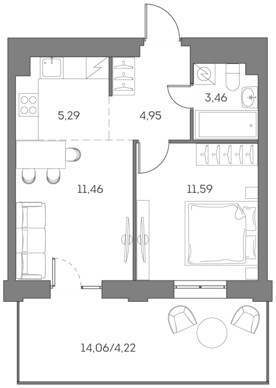 2 ккв (Евро) 41 м²