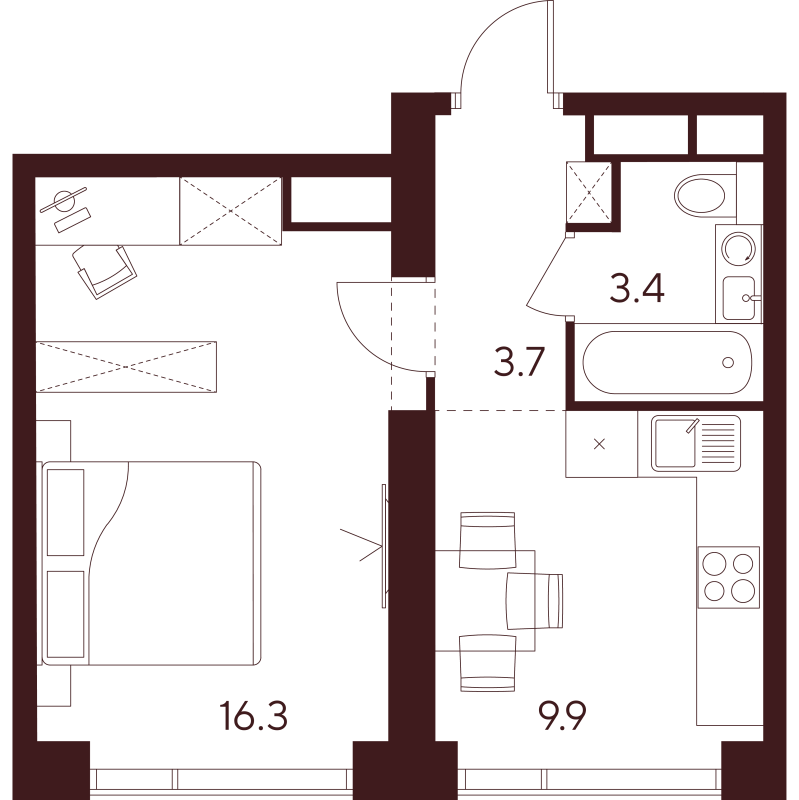 1 ккв 33,3 м²