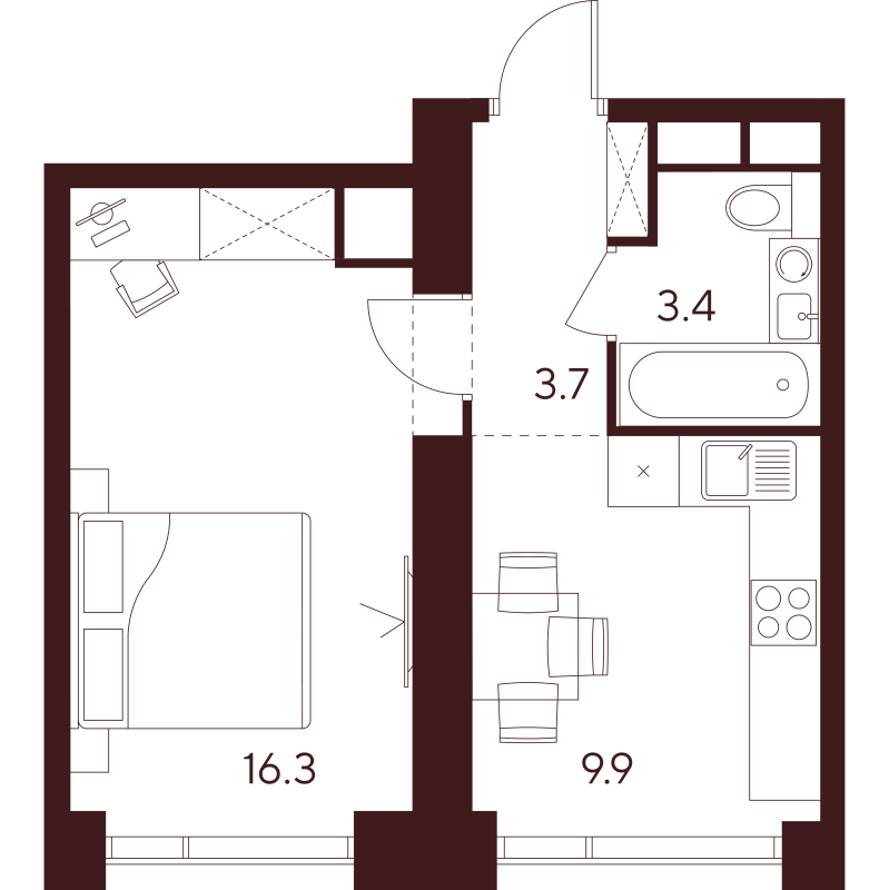 1 ккв 33,3 м²