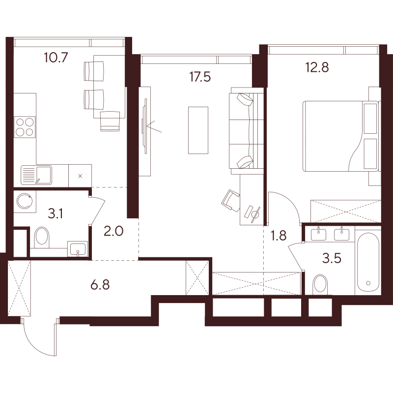 2 ккв 58,2 м²
