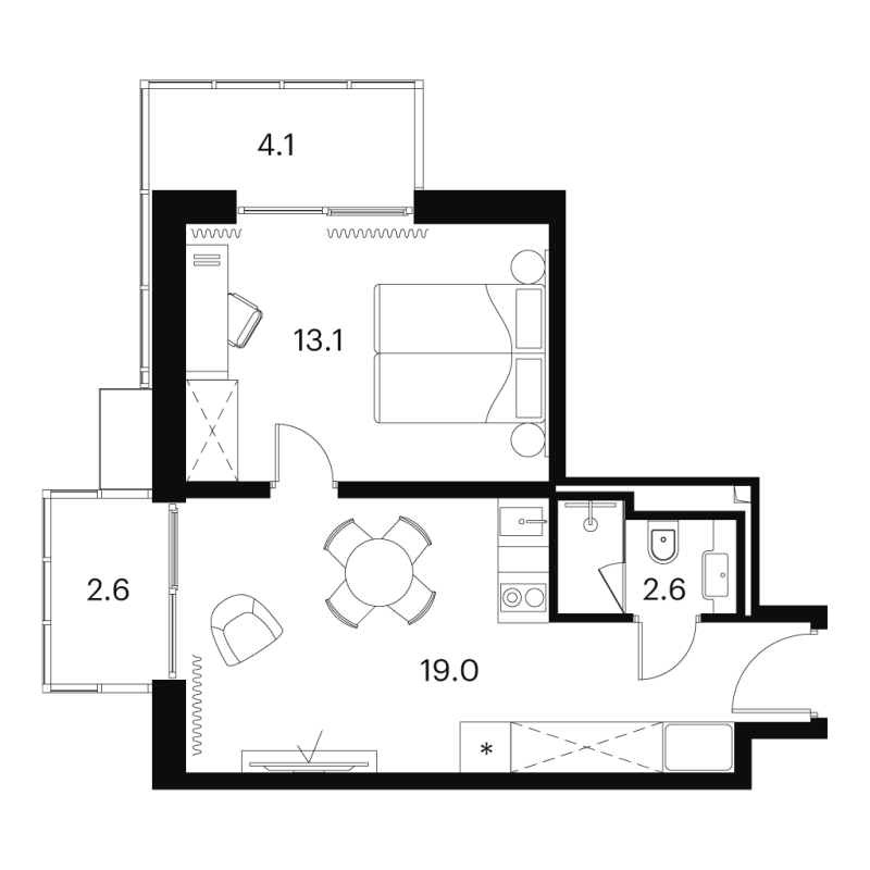 2 ккв (Евро) 41,4 м²