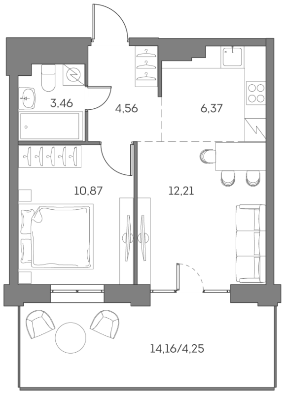 2 ккв (Евро) 41,7 м²