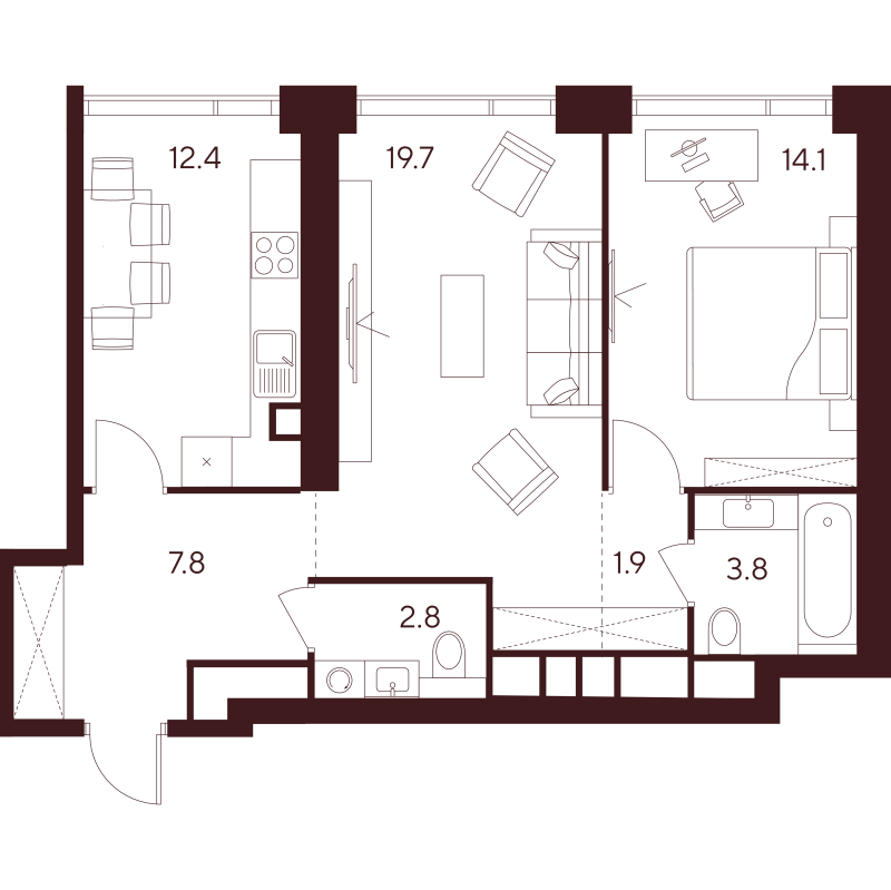 2 ккв 62,5 м²