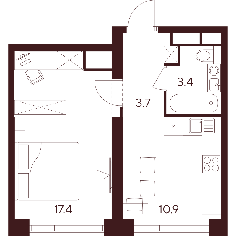 1 ккв 35,4 м²