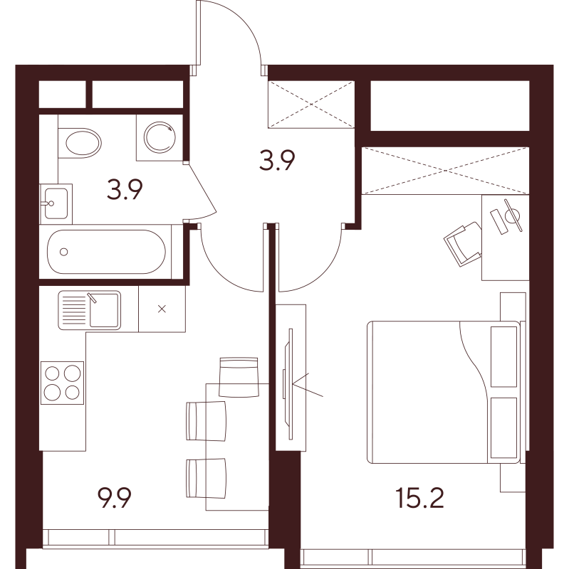 1 ккв 32,9 м²
