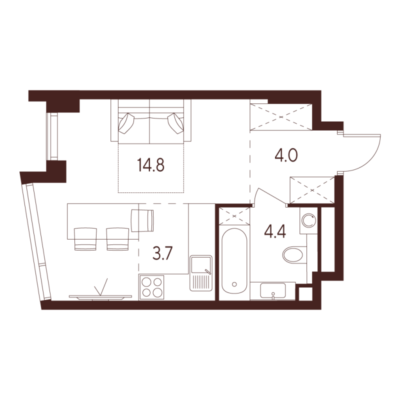 Студия 26,9 м²