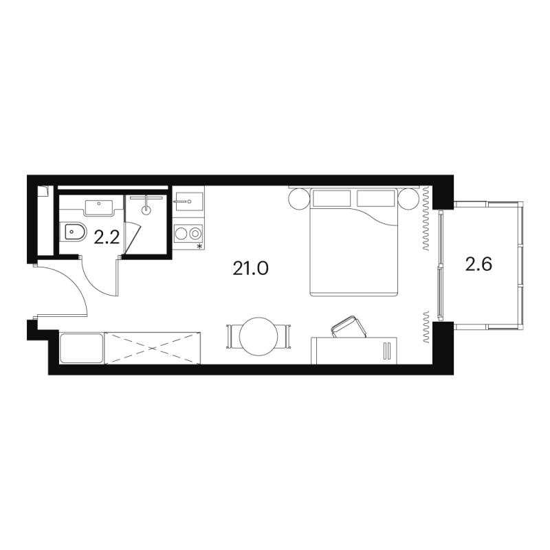 Студия 25,8 м²