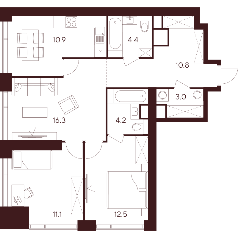 3 ккв 73,2 м²