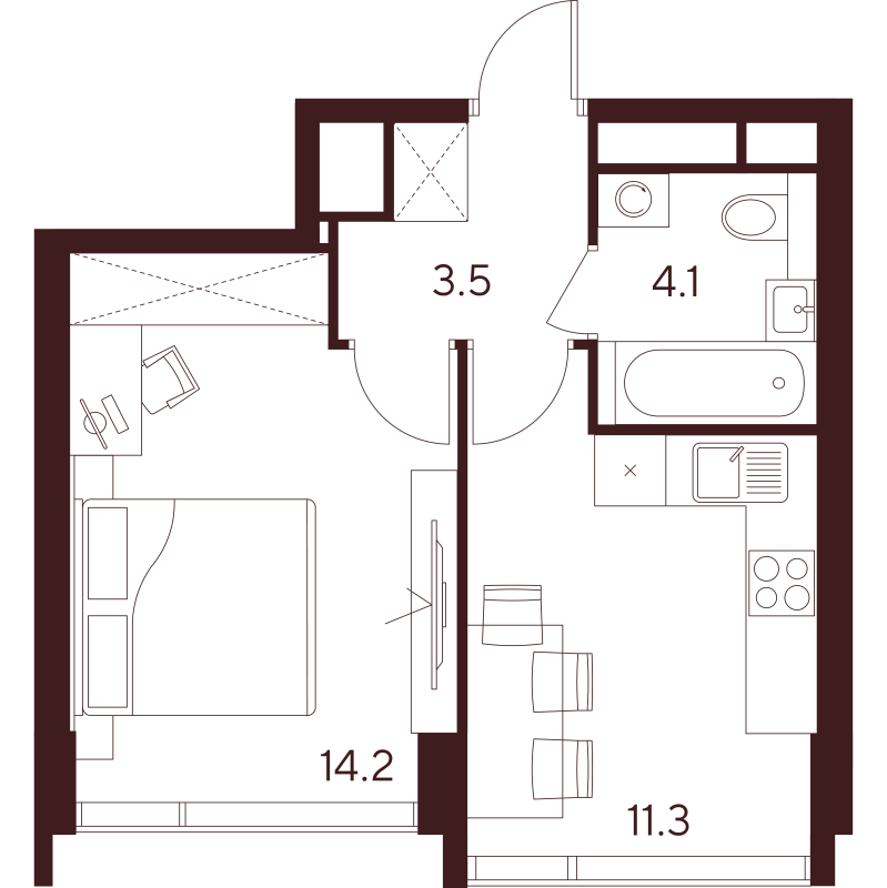 1 ккв 33,1 м²