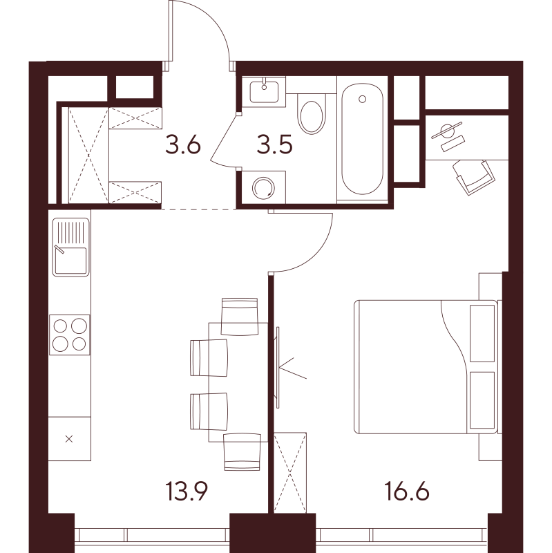 1 ккв 37,6 м²