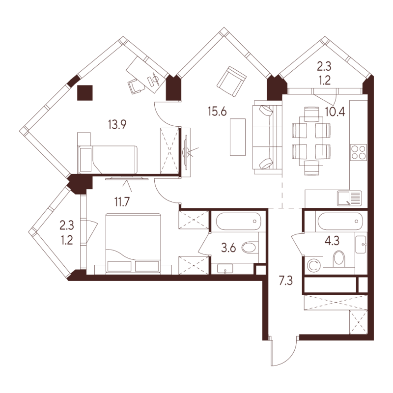 3 ккв (Евро) 69,2 м²