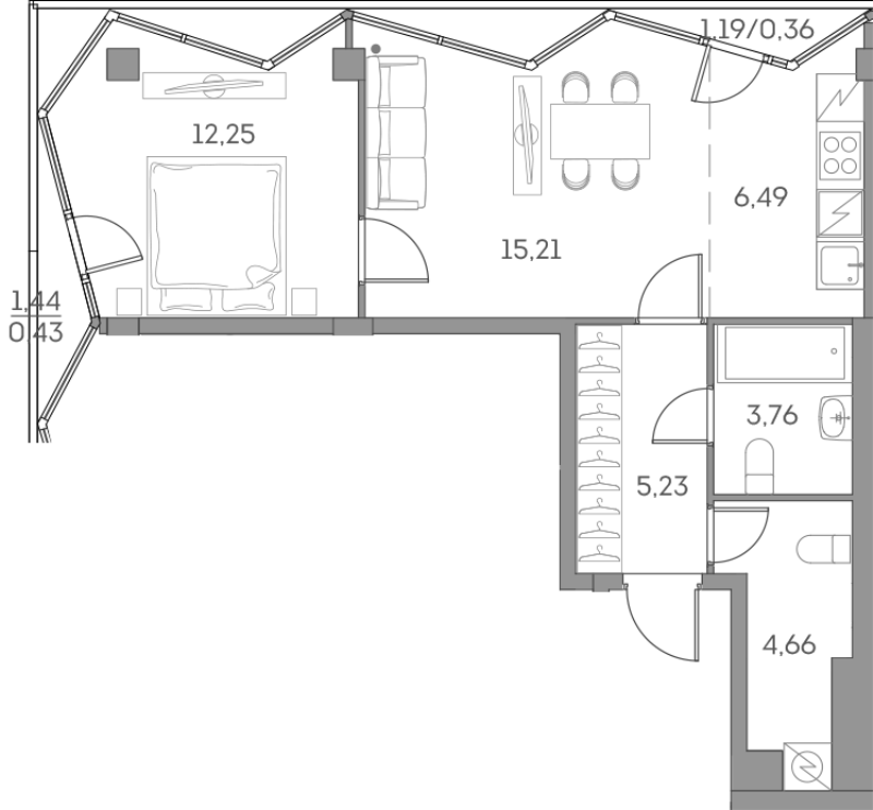 2 ккв (Евро) 48,4 м²