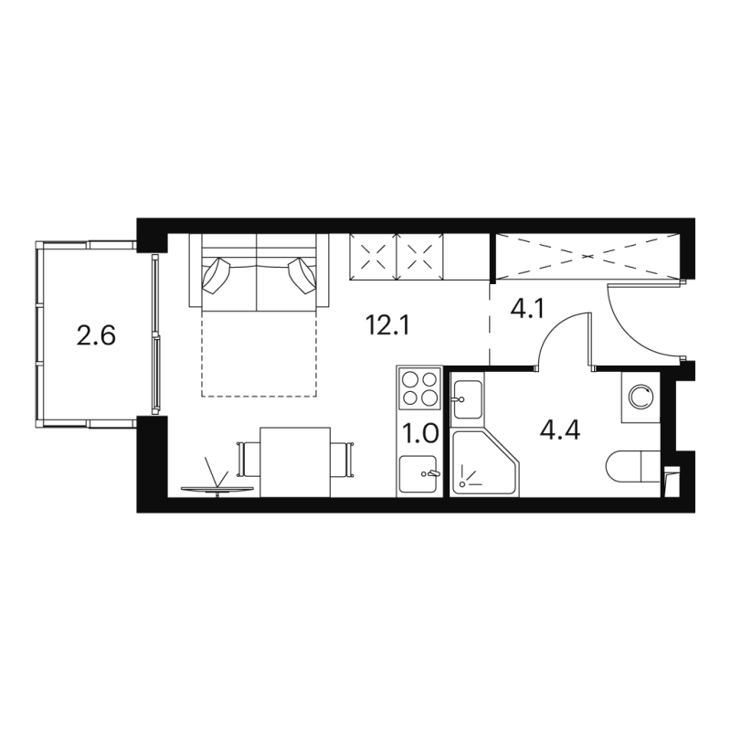 Студия 24,2 м²