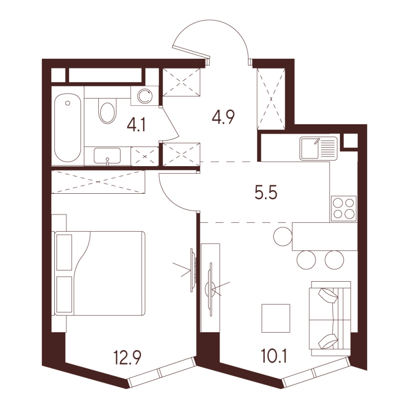 2 ккв (Евро) 37,5 м²