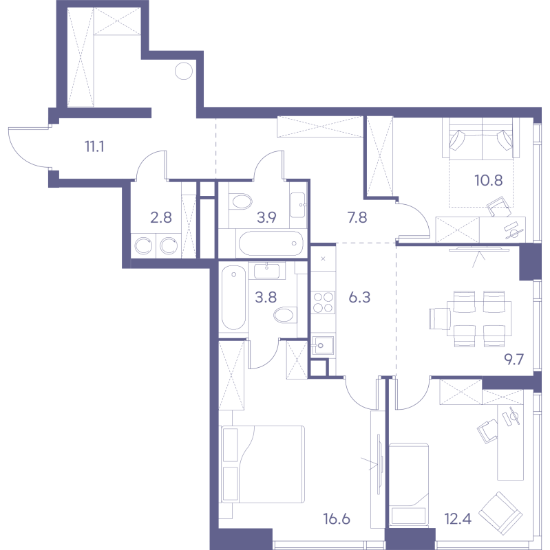 4 ккв (Евро) 85,2 м²