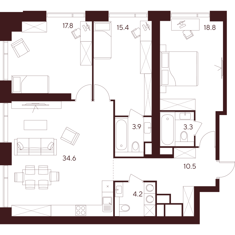 4 ккв (Евро) 108,5 м²