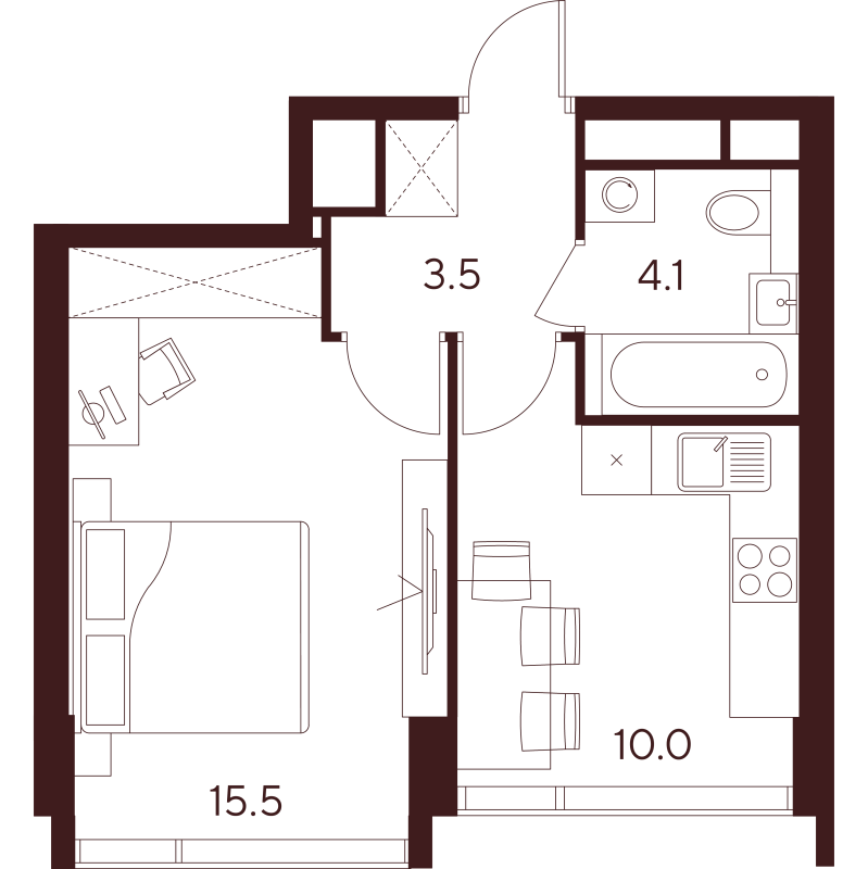1 ккв 33,1 м²