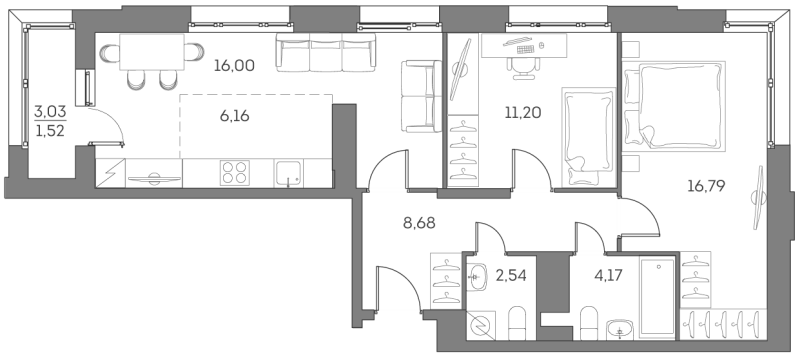3 ккв (Евро) 67,1 м²