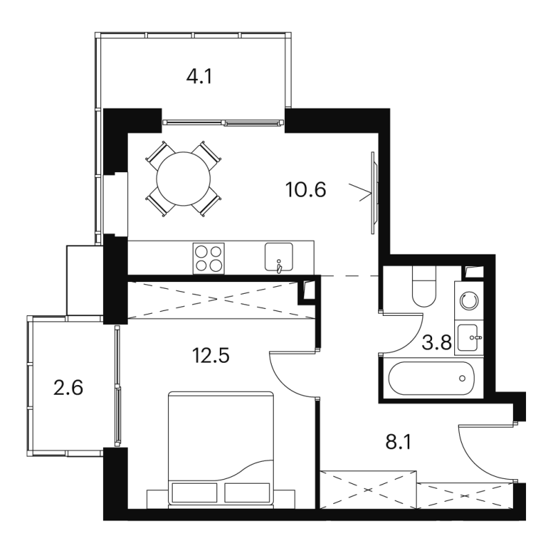 1 ккв 41,7 м²