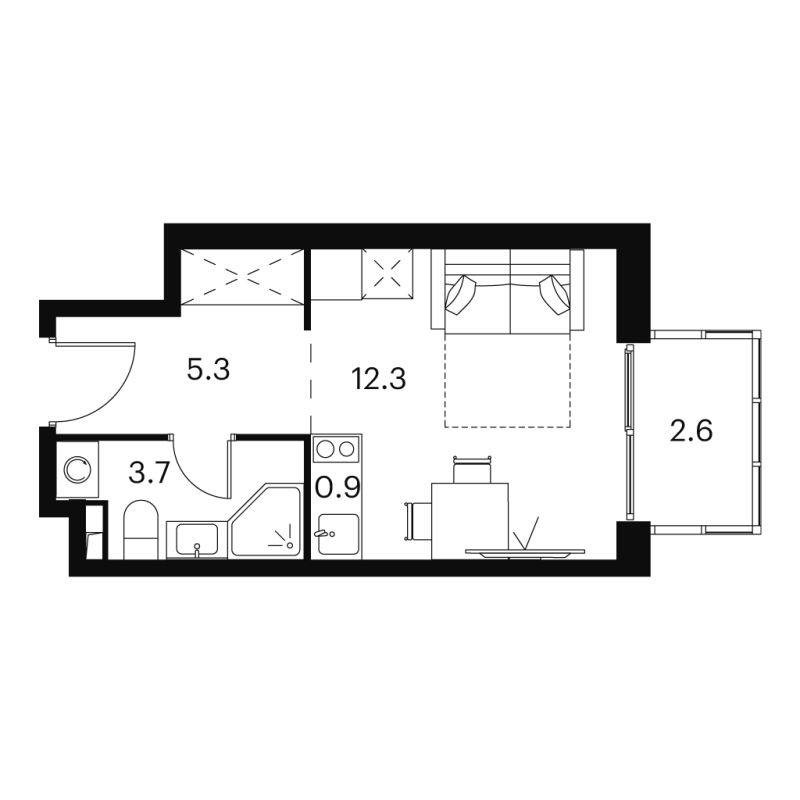 Студия 24,8 м²
