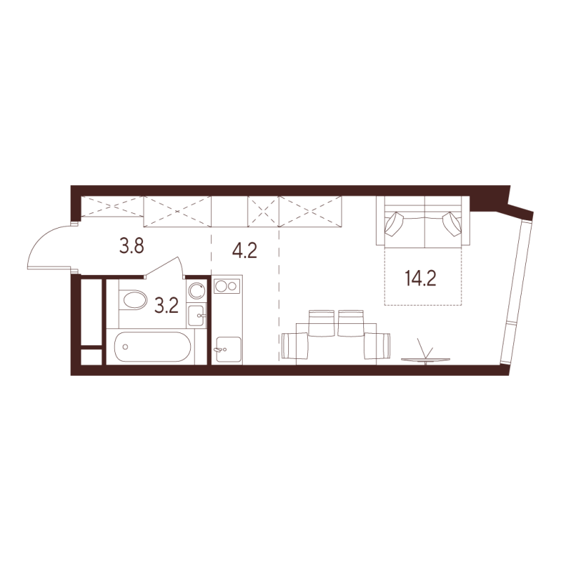 Студия 25,4 м²