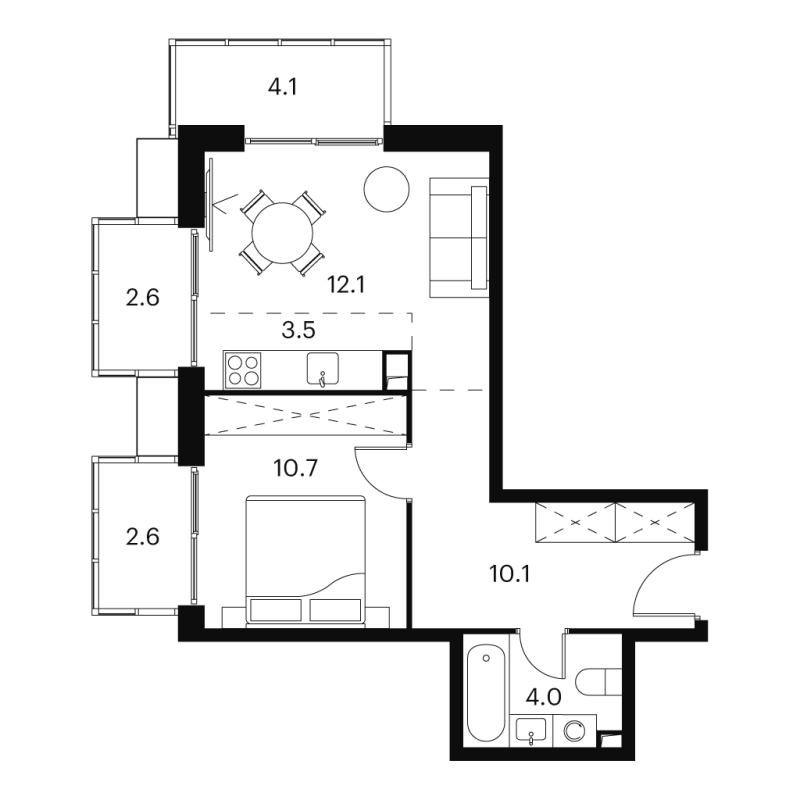 2 ккв (Евро) 49,4 м²