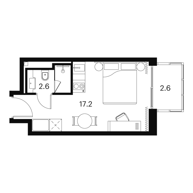 Студия 22,4 м²