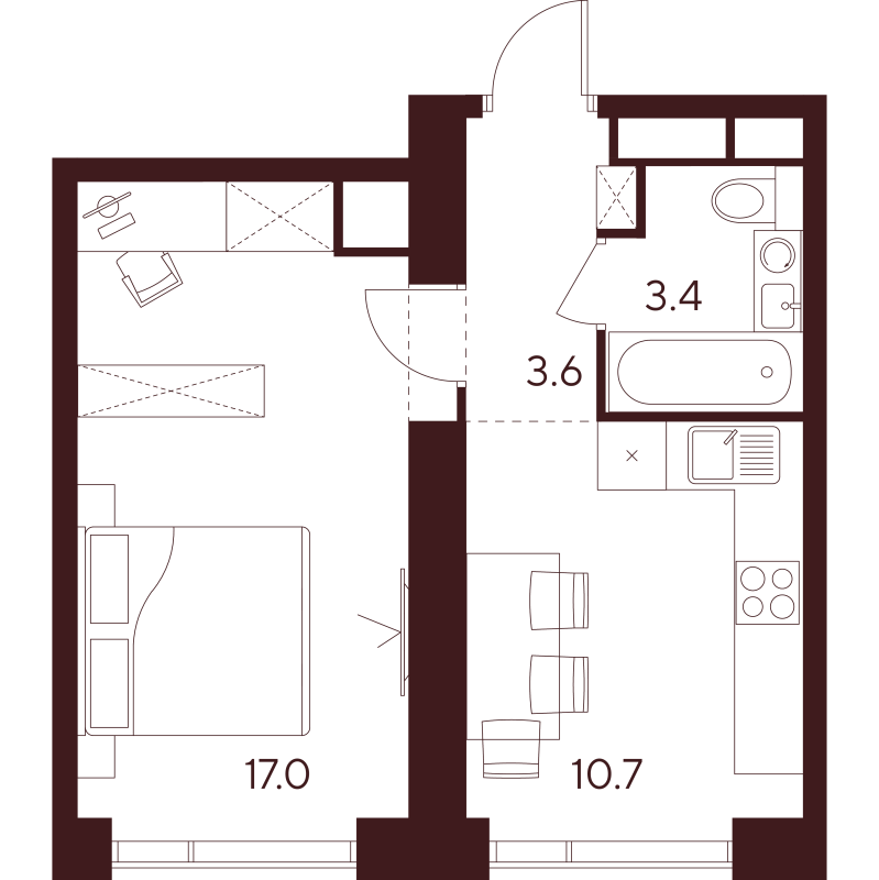 1 ккв 34,7 м²