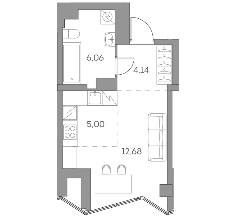 Студия 27,9 м²