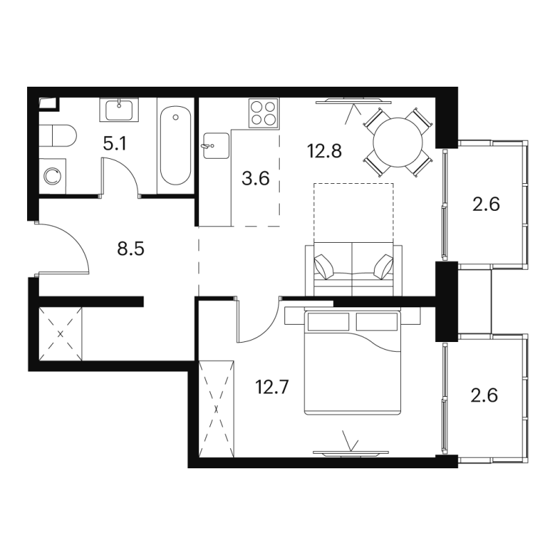 2 ккв (Евро) 47,9 м²