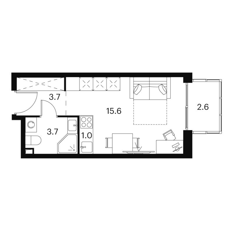 Студия 26,6 м²