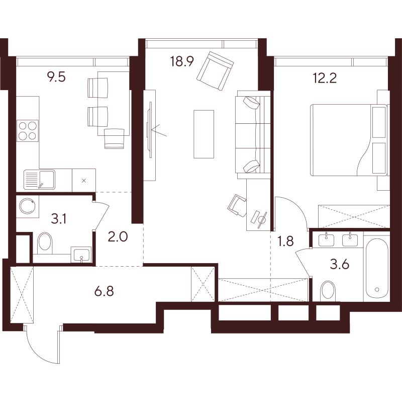 2 ккв 57,9 м²