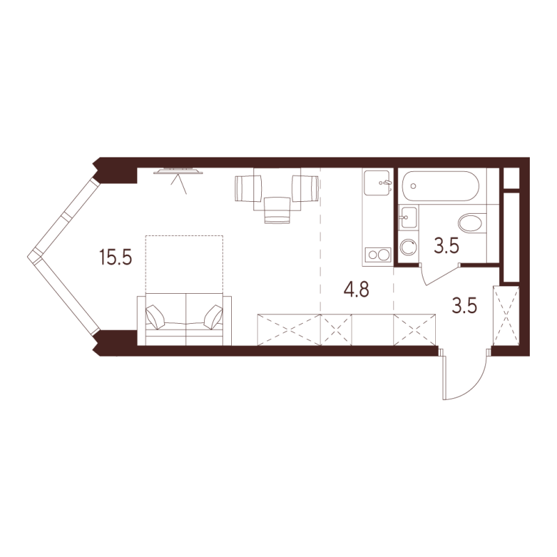 Студия 27,3 м²