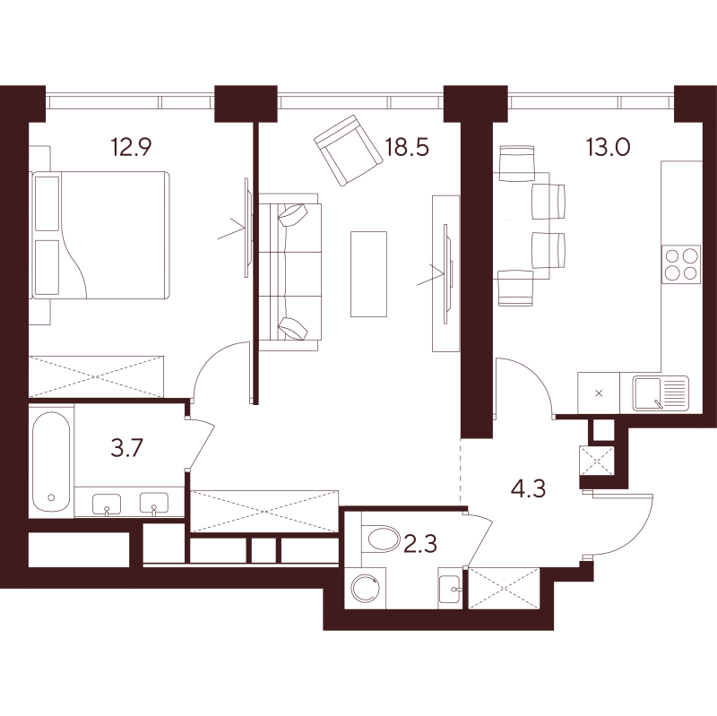 2 ккв 54,7 м²