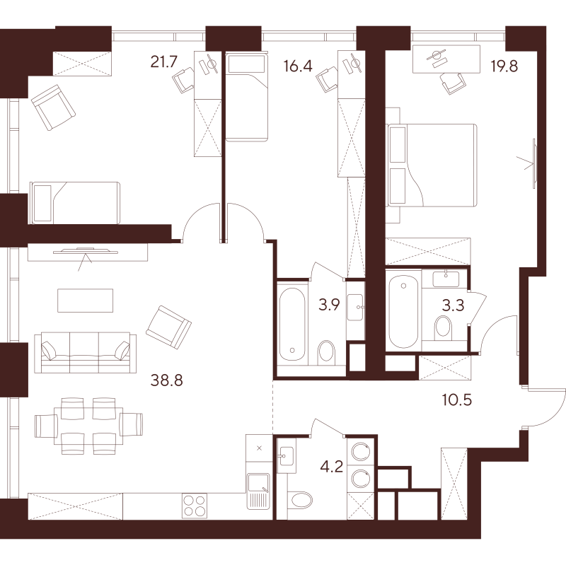 4 ккв (Евро) 118,6 м²