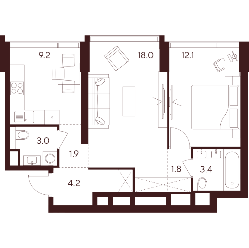 2 ккв 53,6 м²