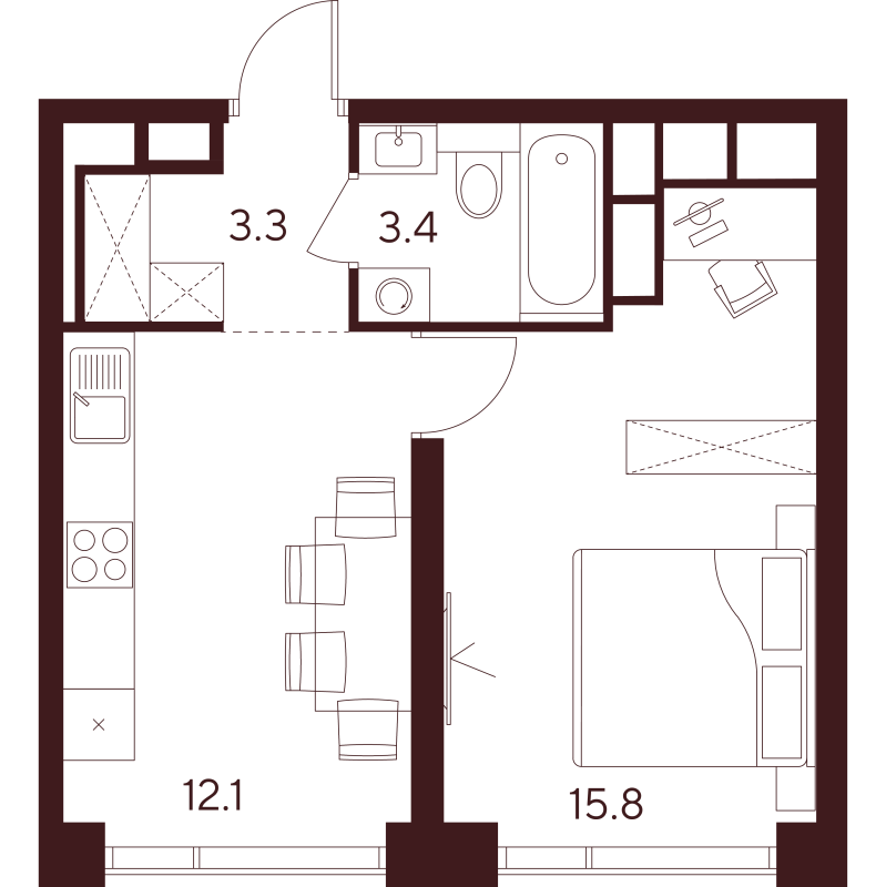 1 ккв 34,6 м²