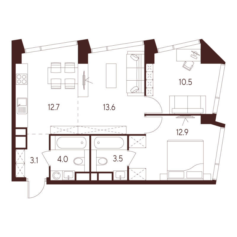 3 ккв (Евро) 60,3 м²