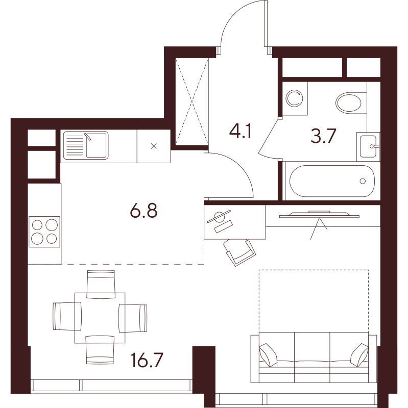 Студия 31,3 м²