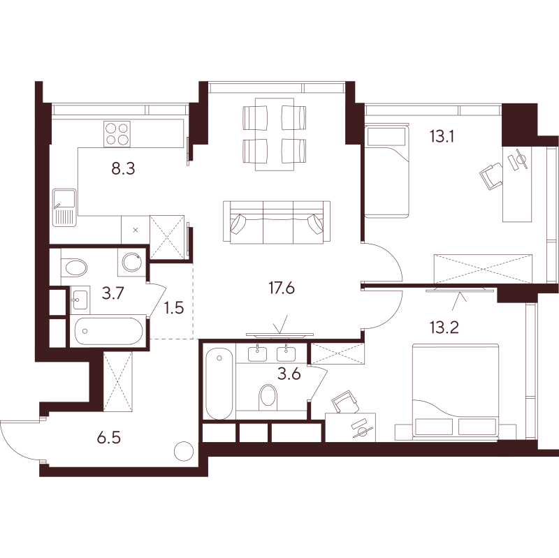 3 ккв (Евро) 67,5 м²