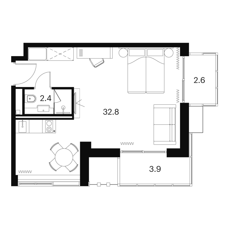 Студия 41,7 м²
