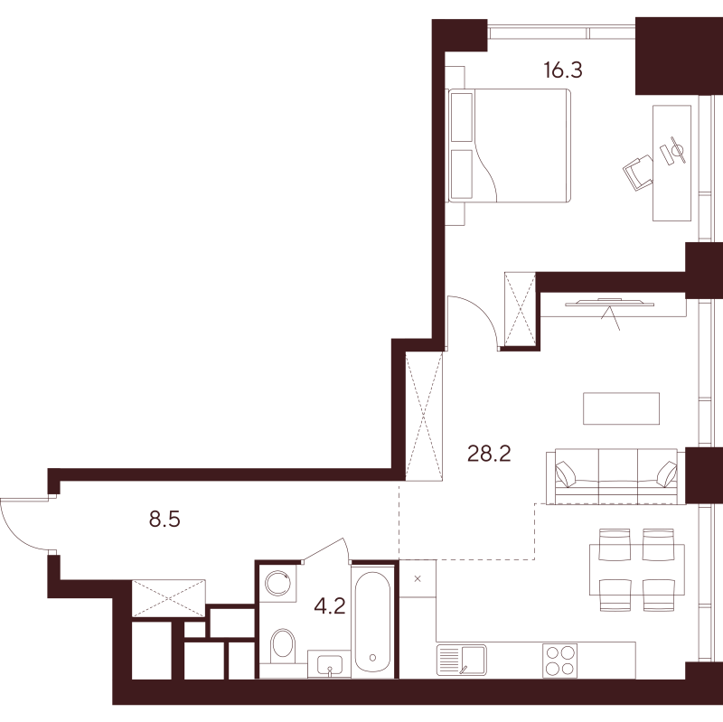 1 ккв 57,2 м²